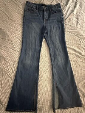 Frye Dark Blue Flare Jeans with Front Slits